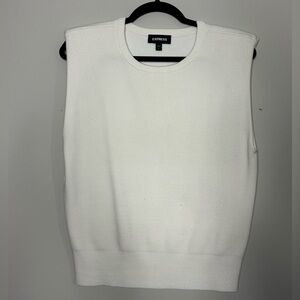 Express Sleeveless Sweater Vest | Winter White | Size S | Shoulder Pads